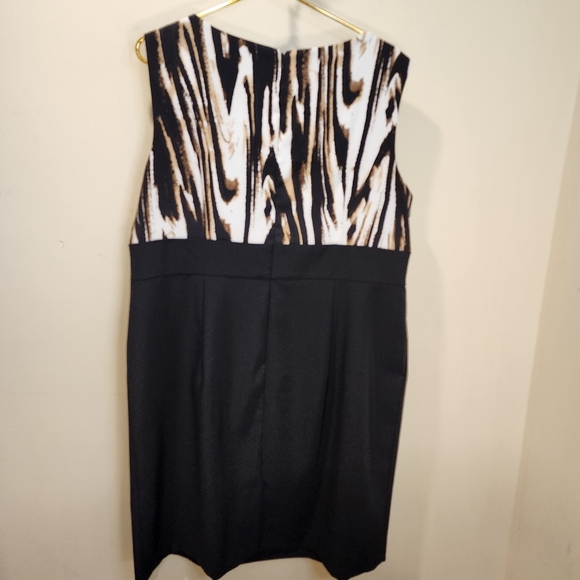 Dressbarn Elegant Black and Brown Printed Plus Size  Sleeveless Dress 18 - Picture 3 of 12